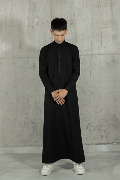 Jubah Cuff Sleeve Tulam, Black